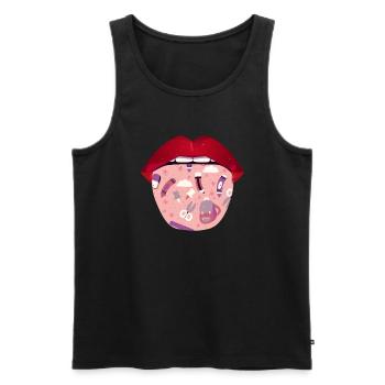 Enseignante maternelle Childkinder Lips - Débardeur bio Premium Homme - noir - Devant - AI Model Male 178 light (178cm)