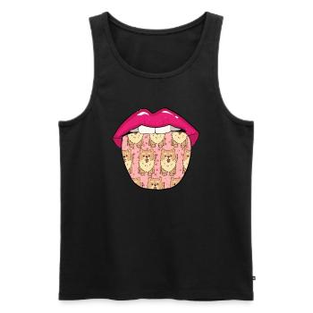 Chow Chow Zunge - Männer Premium Bio Tank Top - Schwarz - Vorne - Michal (187cm)
