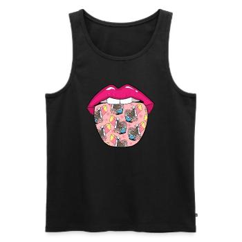 Frühstück Müsli Cereal Zunge - Männer Premium Bio Tank Top - Schwarz - Vorne - AI Model Male 178 light (178cm)