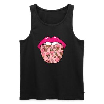 Eiscreme Zunge - Männer Premium Bio Tank Top - Schwarz - Vorne - AI Model Male 178 light (178cm)