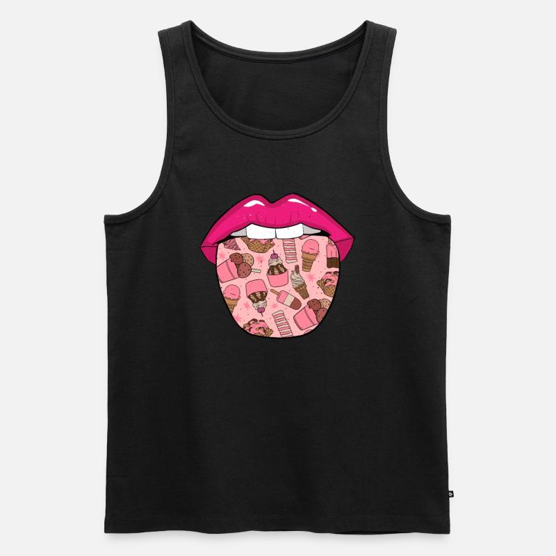 Eiscreme Zunge - Männer Premium Bio Tank Top - Schwarz