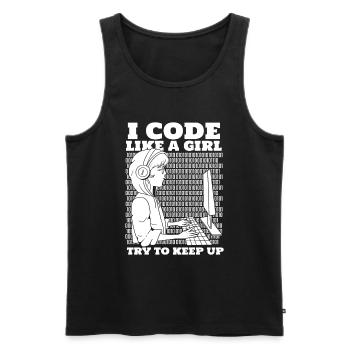 Developer Coder Programmer Girl - Men's Premium Organic Tank Top - black - Front - Michal (187cm)