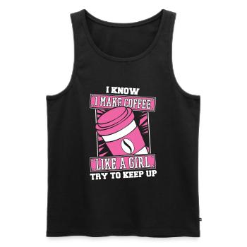 Barista Kaffee Mädchen - Männer Premium Bio Tank Top - Schwarz - Vorne - AI Model Male 178 light (178cm)