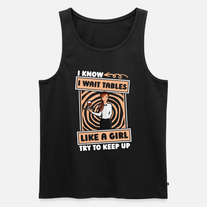 Kellner Kellnerin Lustig - Männer Premium Bio Tank Top - Schwarz