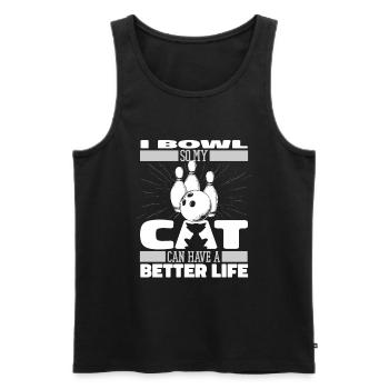 Bowling Bowlen Bowler Katze - Männer Premium Bio Tank Top - Schwarz - Vorne - AI Model Male 178 light (178cm)