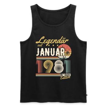 Cadeau d’anniversaire légendaire depuis janvier 1981 - Débardeur bio Premium Homme - noir - Devant - Michal (187cm)