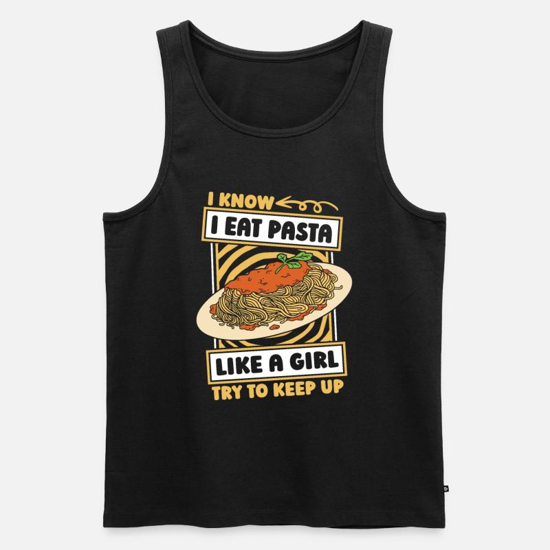 Pasta Mädchen - Männer Premium Bio Tank Top - Schwarz