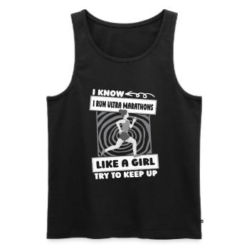 Ultramarathon Mädchen - Männer Premium Bio Tank Top - Schwarz - Vorne - AI Model Male 178 light (178cm)
