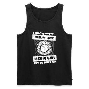 Sunflower Girl - Men's Premium Organic Tank Top - black - Front - Michal (187cm)