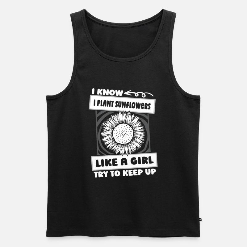 Sonnenblume Mädchen - Männer Premium Bio Tank Top - Schwarz