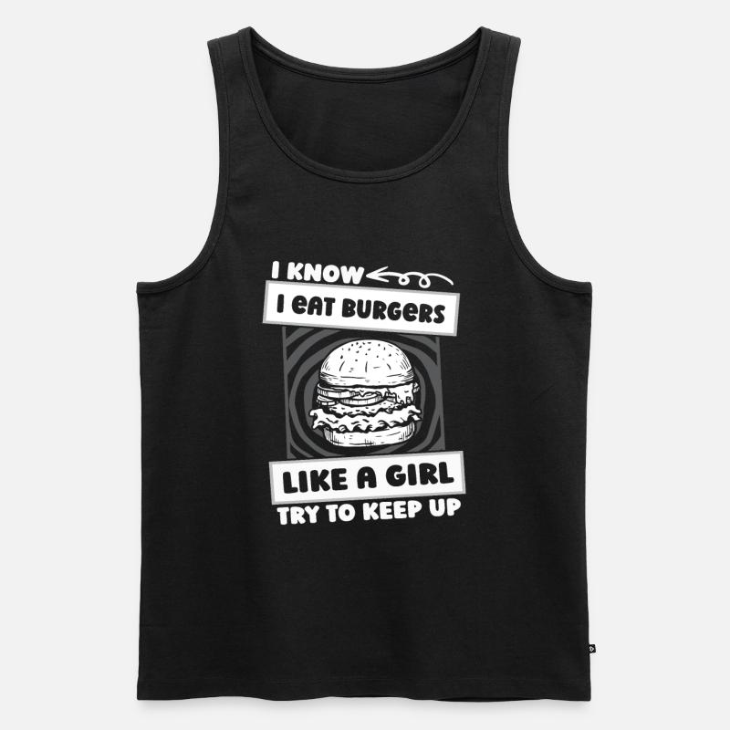 Burger Hamburger Mädchen - Männer Premium Bio Tank Top - Schwarz