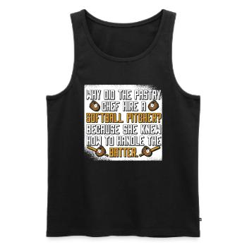 Softball Witzig - Männer Premium Bio Tank Top - Schwarz - Vorne - AI Model Male 178 light (178cm)