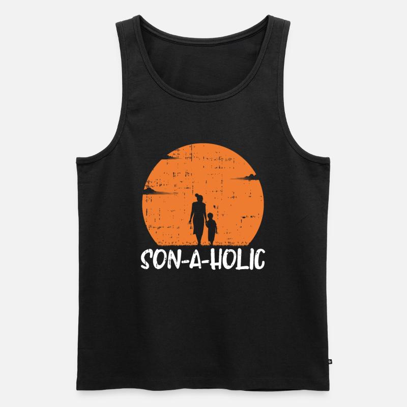 Mama Mutter Sohn - Männer Premium Bio Tank Top - Schwarz