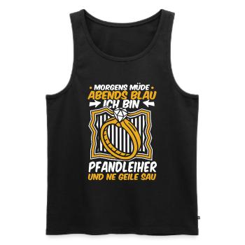 Pfandleiher Morgens Müde Abends Blau - Männer Premium Bio Tank Top - Schwarz - Vorne - AI Model Male 178 light (178cm)