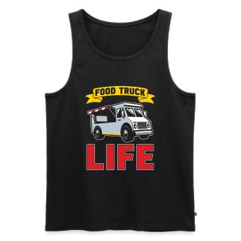 Street food - Men's Premium Organic Tank Top - black - Front - AI Model Male 178 light (178cm)