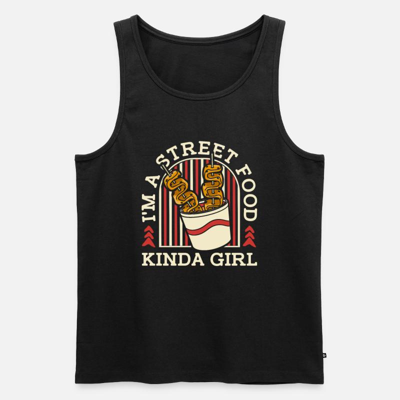 Straßenessen Mädchen - Männer Premium Bio Tank Top - Schwarz