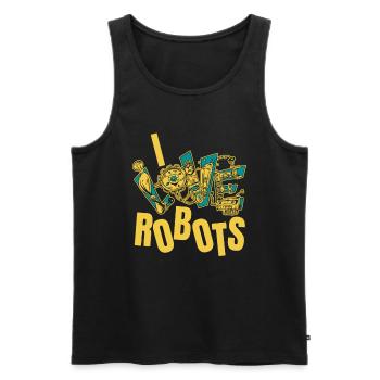 Robotique Ai Robot Drôle J’aime les robots - Débardeur bio Premium Homme - noir - Devant - Michal (187cm)