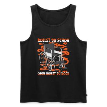 Rollstuhl Rollstuhlfahrer Lustig - Männer Premium Bio Tank Top - Schwarz - Vorne - Michal (187cm)
