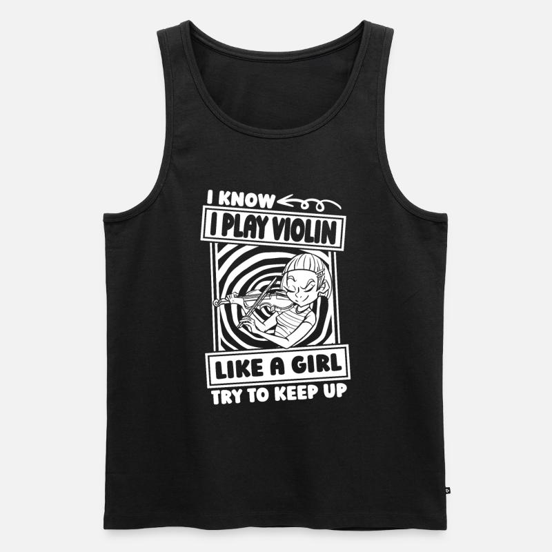 Violine Geige Mädchen - Männer Premium Bio Tank Top - Schwarz