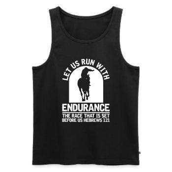 Horse equestrian Christian endurance riding - Men's Premium Organic Tank Top - black - Front - AI Model Male 178 light (178cm)