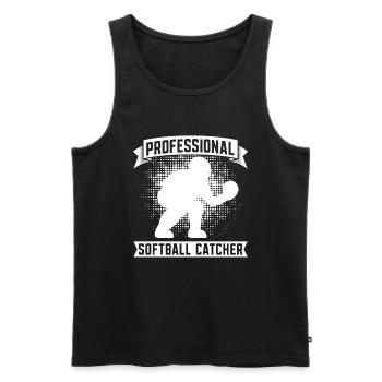 Softball Catcher - Men's Premium Organic Tank Top - black - Front - AI Model Male 178 light (178cm)