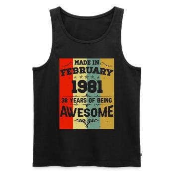 Anniversaire millésime février 1981 - Débardeur bio Premium Homme - noir - Devant - Michal (187cm)