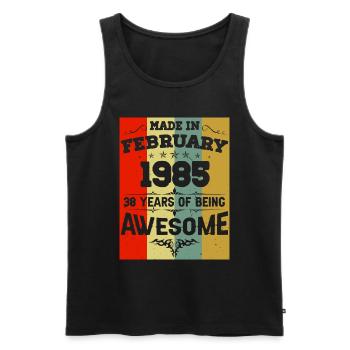 Anniversaire millésime février 1985 - Débardeur bio Premium Homme - noir - Devant - Michal (187cm)