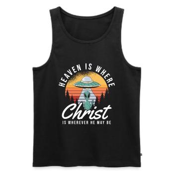 Christ Christianisme OVNI Extraterrestre Jésus - Débardeur bio Premium Homme - noir - Devant - Michal (187cm)