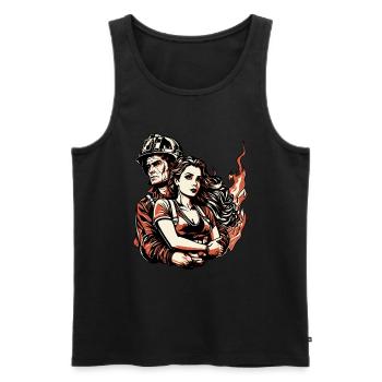 Firefighter Wife wife of a firefighter - Men's Premium Organic Tank Top - black - Front - AI Model Male 178 light (178cm)