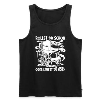 Rollstuhl Rollstuhlfahrer Lustig - Männer Premium Bio Tank Top - Schwarz - Vorne - Michal (187cm)