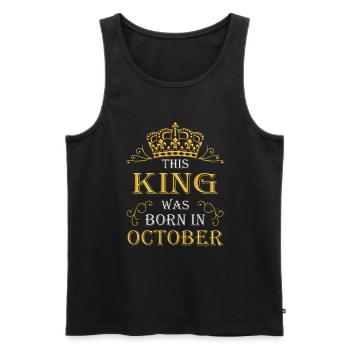 Ce roi est né en octobre – octobre - Débardeur bio Premium Homme - noir - Devant - Michal (187cm)