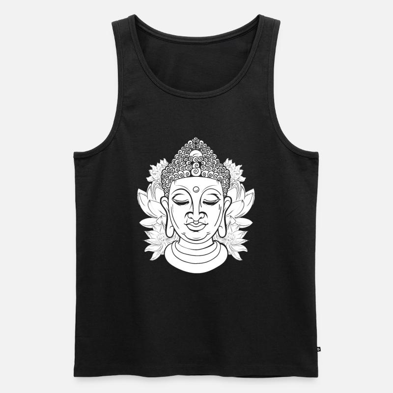 Buddha Buddhist Blumen - Männer Premium Bio Tank Top - Schwarz