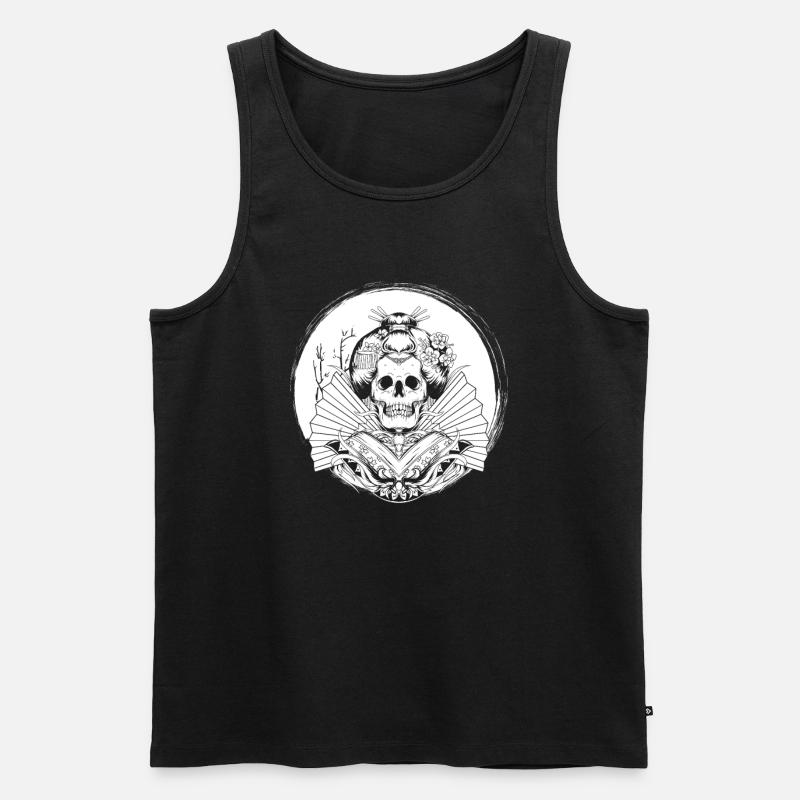 Geisha Totenschädel - Männer Premium Bio Tank Top - Schwarz