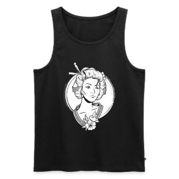 Geisha Blumen - Männer Premium Bio Tank Top - Schwarz - Vorne - Michal (187cm)
