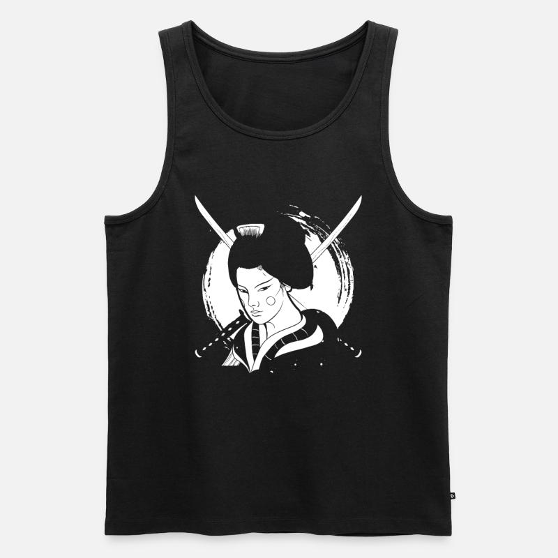Geisha Katana - Männer Premium Bio Tank Top - Schwarz