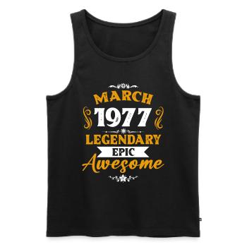 Mars 1977 Cadeau d’anniversaire des légendes - Débardeur bio Premium Homme - noir - Devant - Michal (187cm)