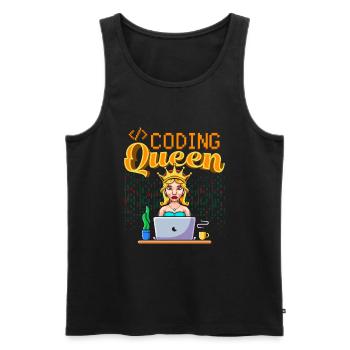Développeur Coder Programmeur Queen - Débardeur bio Premium Homme - noir - Devant - Michal (187cm)