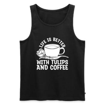 Tulpen Kaffee Tulpen - Männer Premium Bio Tank Top - Schwarz - Vorne - Michal (187cm)