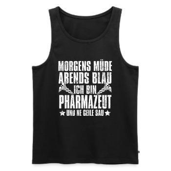 Apotheke Apotheker Morgens Mde Abends Blau - Männer Premium Bio Tank Top - Schwarz - Vorne - AI Model Male 178 light (178cm)