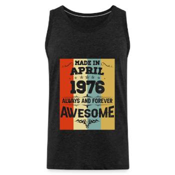 April 1976 Vintage vintage birthday - Men's Premium Organic Tank Top - charcoal grey - Front - Alexander (188cm)