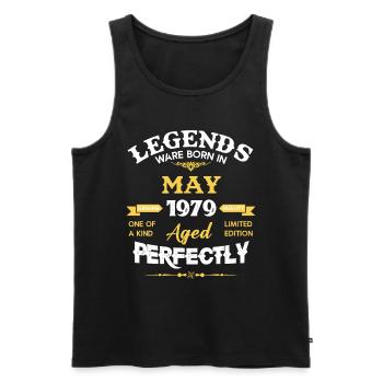Vintage Aged To Perfection May 1979 - Men's Premium Organic Tank Top - black - Front - Michal (187cm)