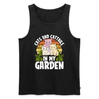 Hobbygärtner Garten Niedlich Gartenkatze - Männer Premium Bio Tank Top - Schwarz - Vorne - Michal (187cm)