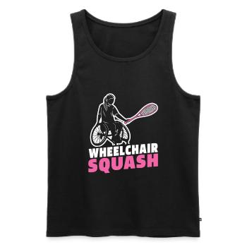 Squash Rollstuhl - Männer Premium Bio Tank Top - Schwarz - Vorne - AI Model Male 178 light (178cm)