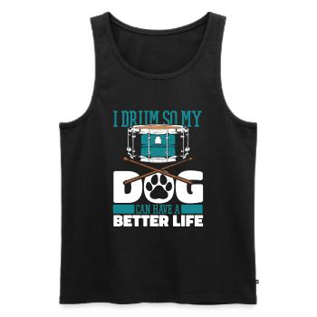 Schlagzeug Drummer Schlagzeuger Hund - Männer Premium Bio Tank Top - Schwarz - Vorne - Michal (187cm)