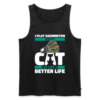 Badminton badminton cat - Men's Premium Organic Tank Top - black - Front - AI Model Male 178 light (178cm)