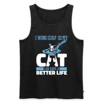 Wing Surf Wing Foil Katze - Männer Premium Bio Tank Top - Schwarz - Vorne - AI Model Male 178 light (178cm)