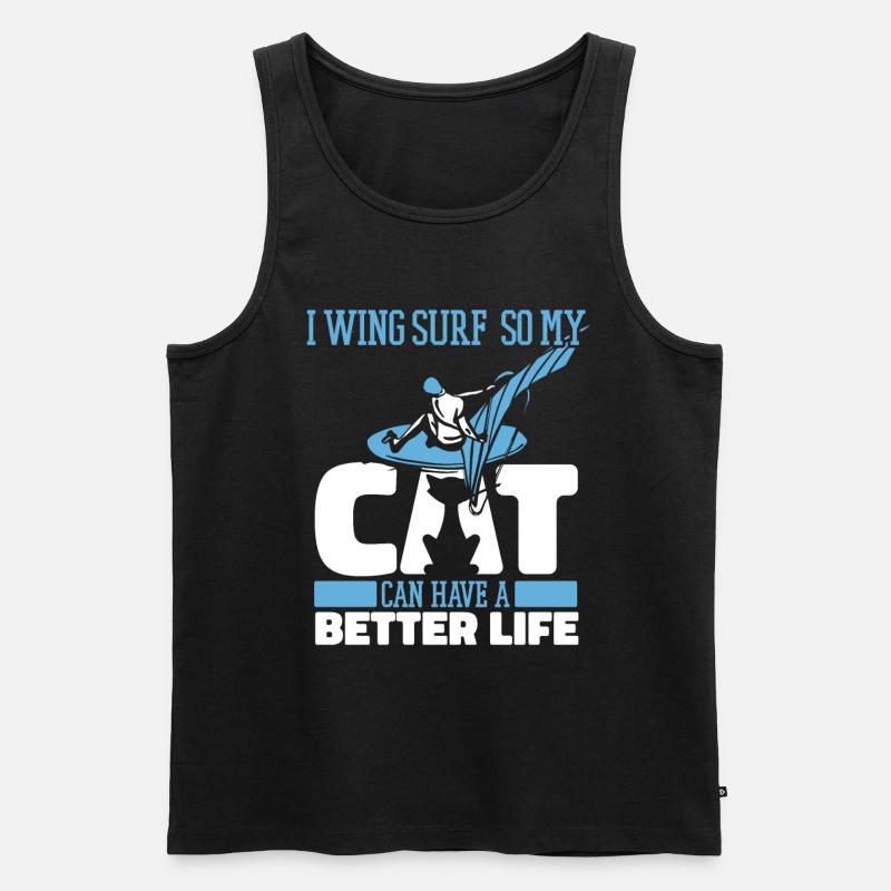Wing Surf Wing Foil Katze - Männer Premium Bio Tank Top - Schwarz