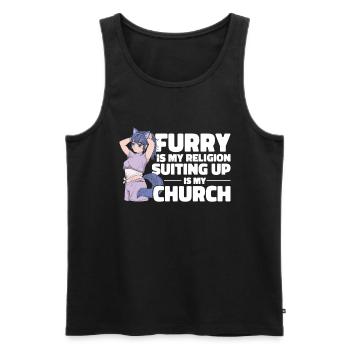 Furry Fandom Fursuits Cool - Débardeur bio Premium Homme - noir - Devant - Michal (187cm)