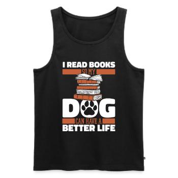 Buch Leseratte Bücherwurm Hund - Männer Premium Bio Tank Top - Schwarz - Vorne - AI Model Male 178 light (178cm)
