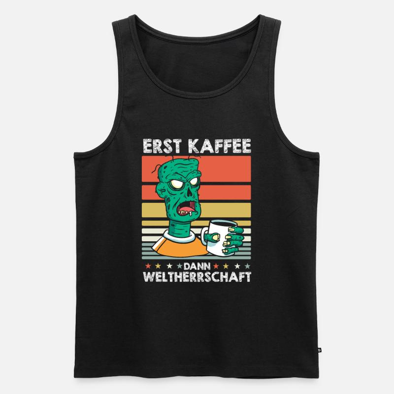 Zombie Halloween Kaffee - Männer Premium Bio Tank Top - Schwarz